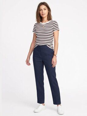 Old Navy Striped Rib-Knit Tee Shirt Short Women's Large Short Sleeve Casual Top
